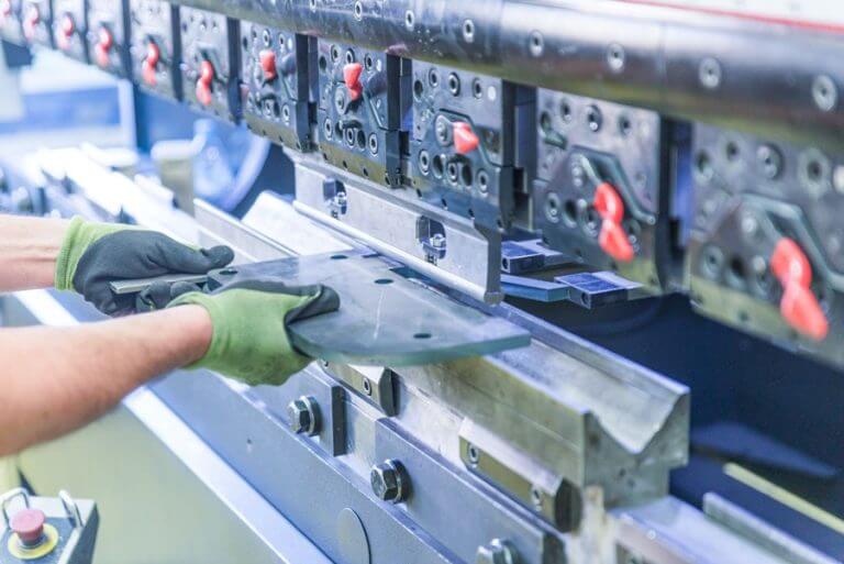 Sheet metal bending process using an Amada press brake at Metal Design